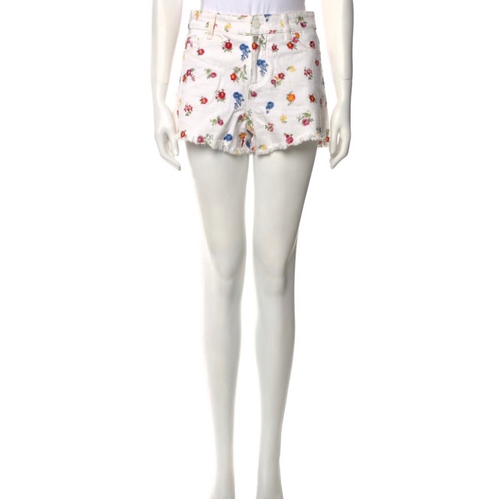Alice + Olivia Embroidered Flowers Cut Off Shorts